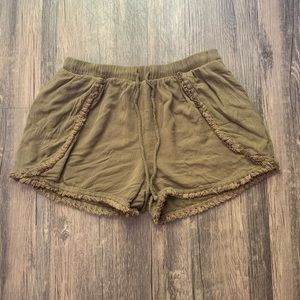 Olive Fringe Shorts
